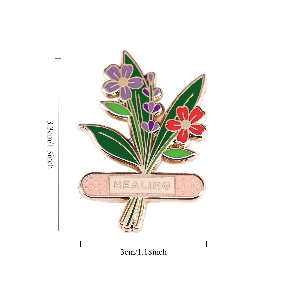 1pc Pin Enamel Bunga Herbal 